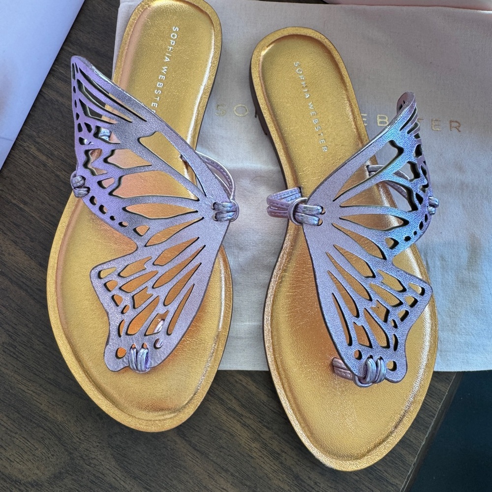 Sophia Webster talulah flat mule sandal butterfly Rosa & peach 38/7.5